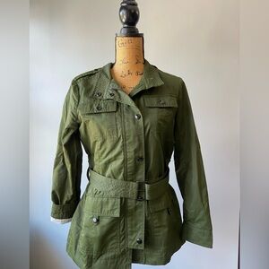Olive Green Women's Belted Utility Jacket